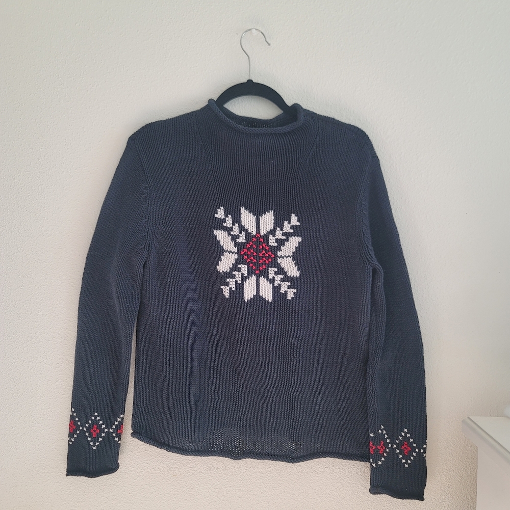 Vintage Norton Studio Dark Blue Snowflake Sweater